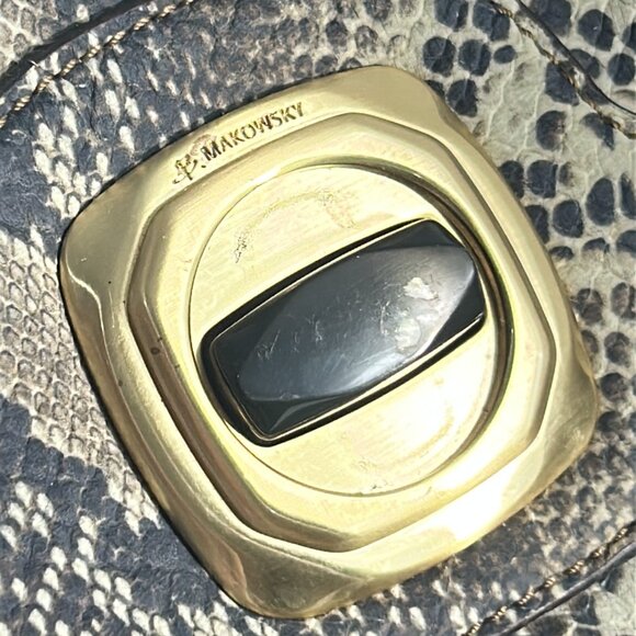 B Makowsky Leather Animal Snake Python Print Leather Shoulder Bag Satchel - Picture 5 of 14